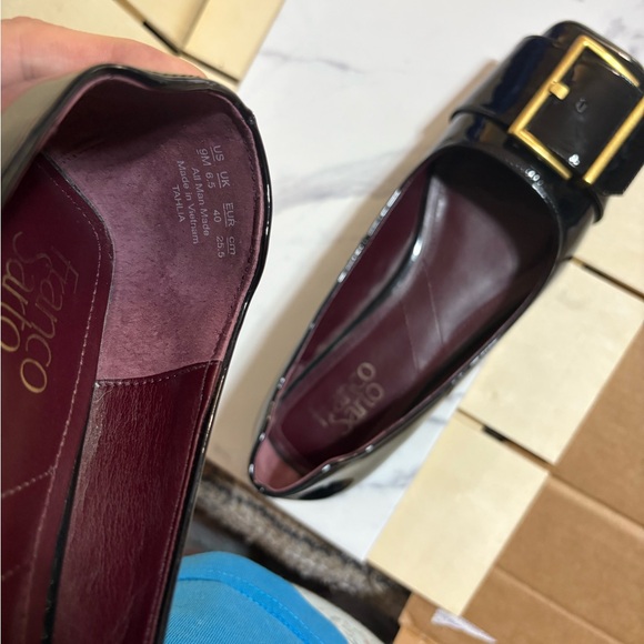 Franco Sarto Black Flats with Gold Buckle - Picture 10 of 10